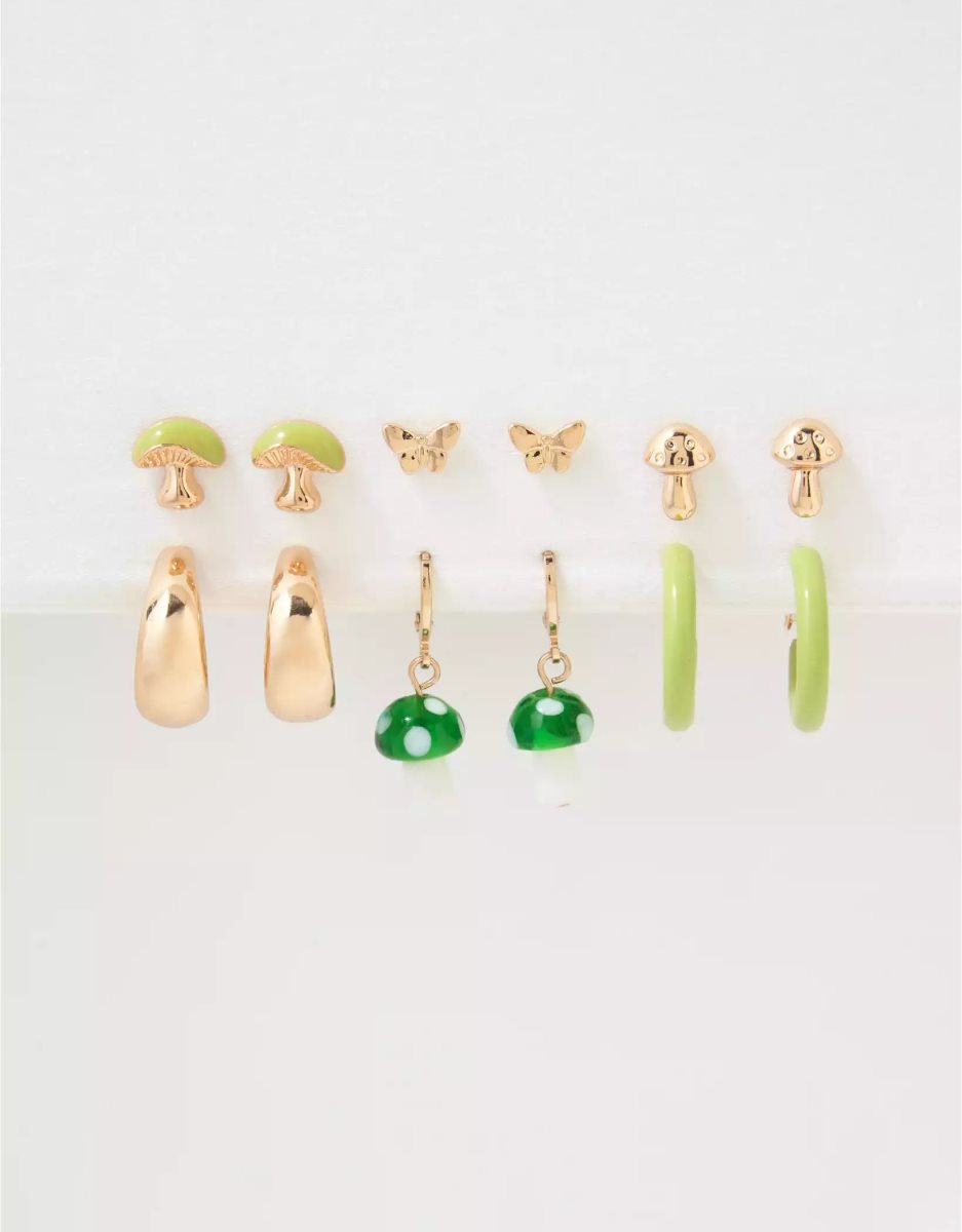 Bijoux American Eagle AEO Green Mushroom Earrings 6-Pack Vert Femme | USB-02179693